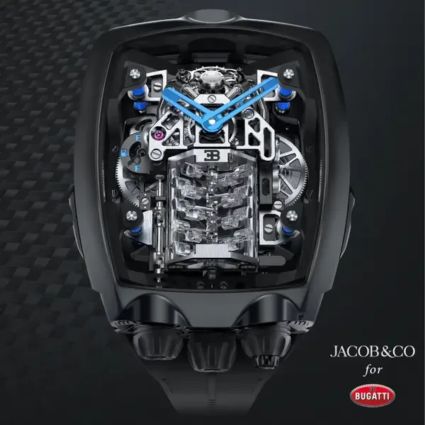 An ultra-luxury watchmaker shrunk one of the largest car engines ever made into a tiny, moving replica inside this  Bugatti watch