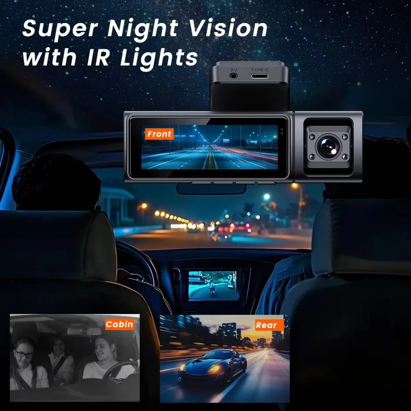 F9-3 Ultra 4K Triple Lens Dashcam – 3.16″ LCD, WiFi & GPS, 1080P Night Vision Cabin + Rear Camera | Best Smart Dashcam in Bangladesh